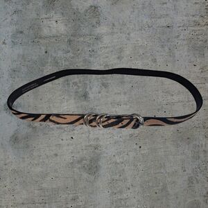 Leather Zebra Print Hair Belt